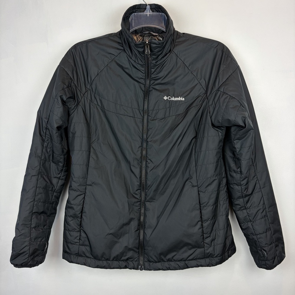 Columbia Omni Heat Jacket Womens Large Interchange Black Insulated Coat Read
